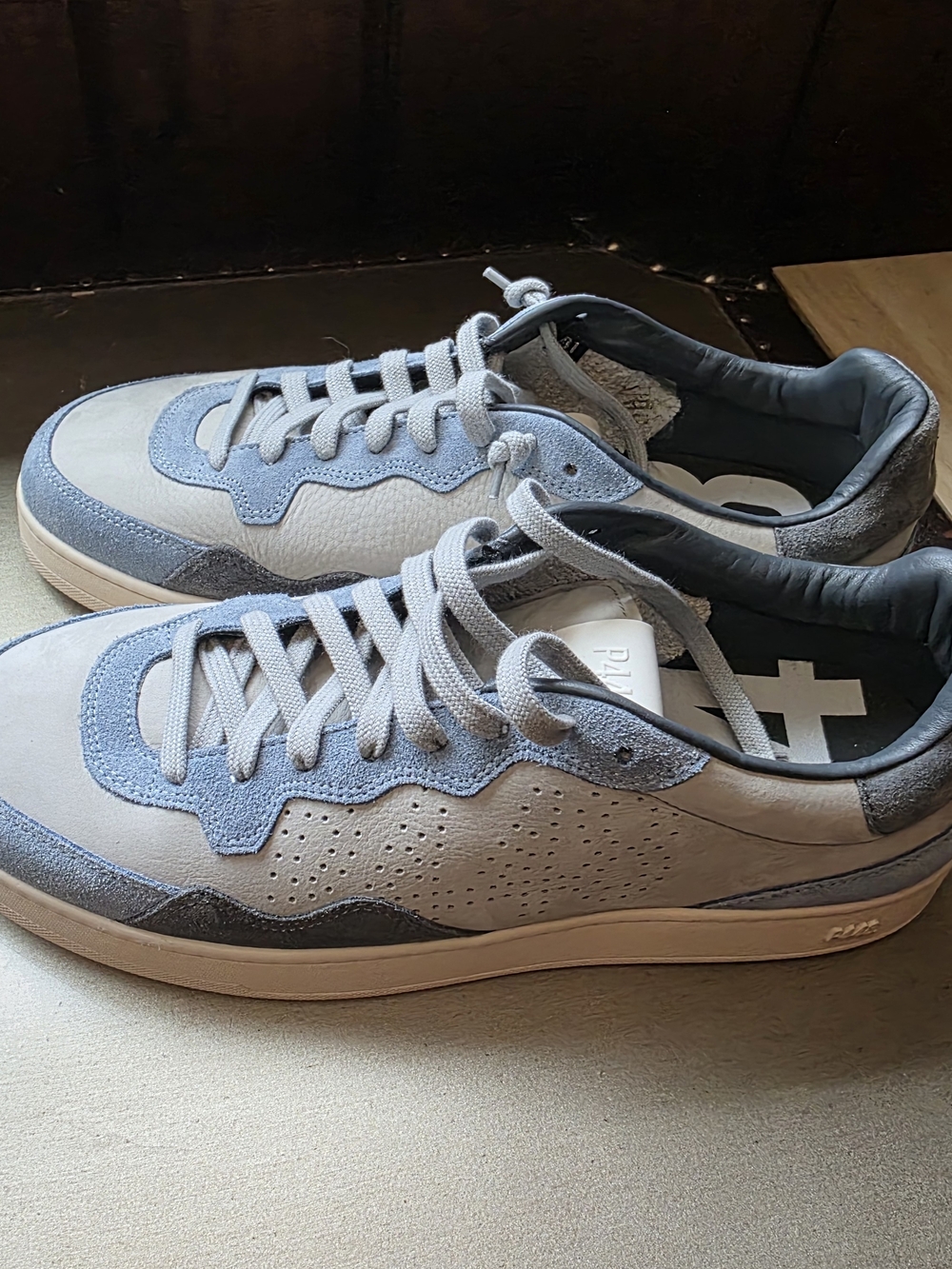 NWT P448 Men's Low-Top Sneakers in Light Blue and Gray